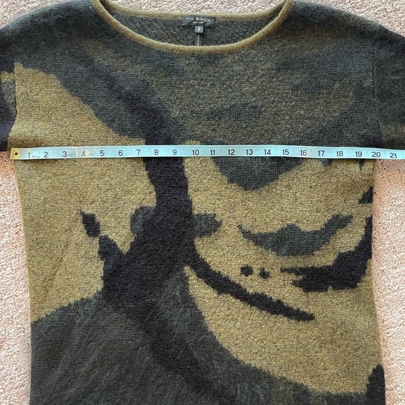 Rag & Bone Sinclair Mohair Blend Crew Neck Sweater, Army Green Camo Print, Small - Picture 8 of 15